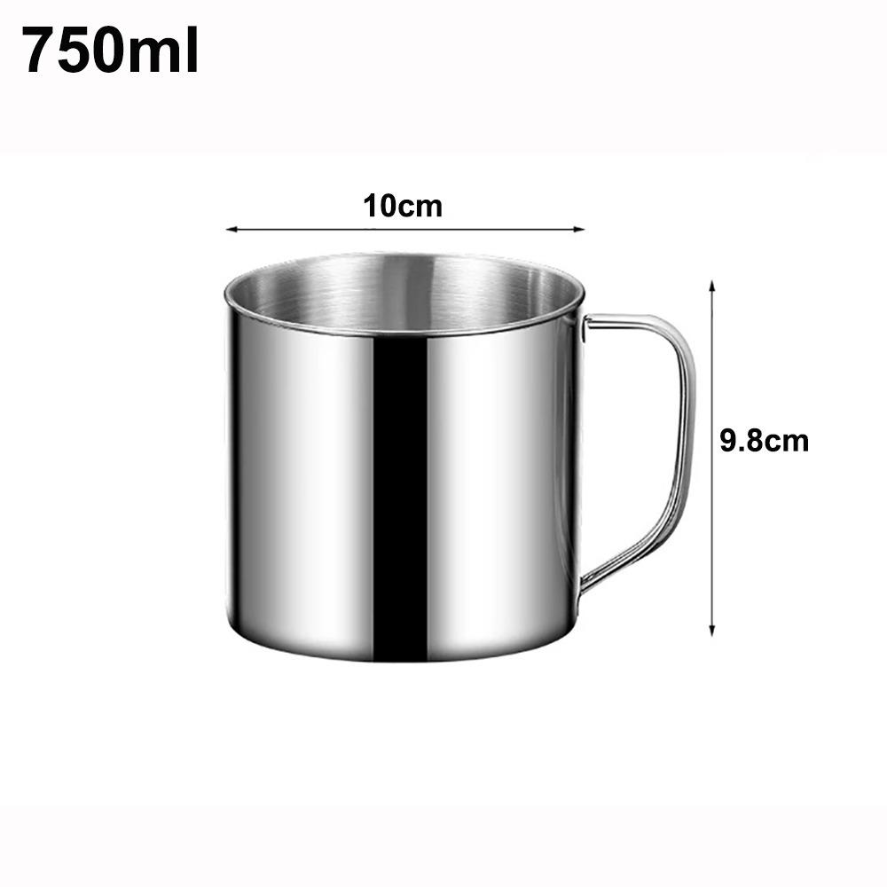 New 350-1250ml Mug Handle Design With Lid Tea Cup 304 Stainless Steel Drinkware Camping