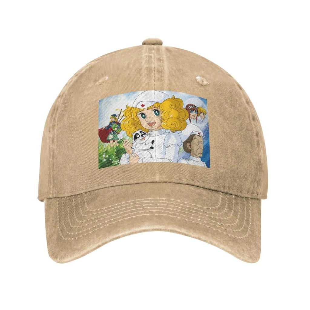 Candy Candy Anime Washed Denim Cap Casual Baseball Caps Adjustable Hat Summer Unisex Baseball Hats