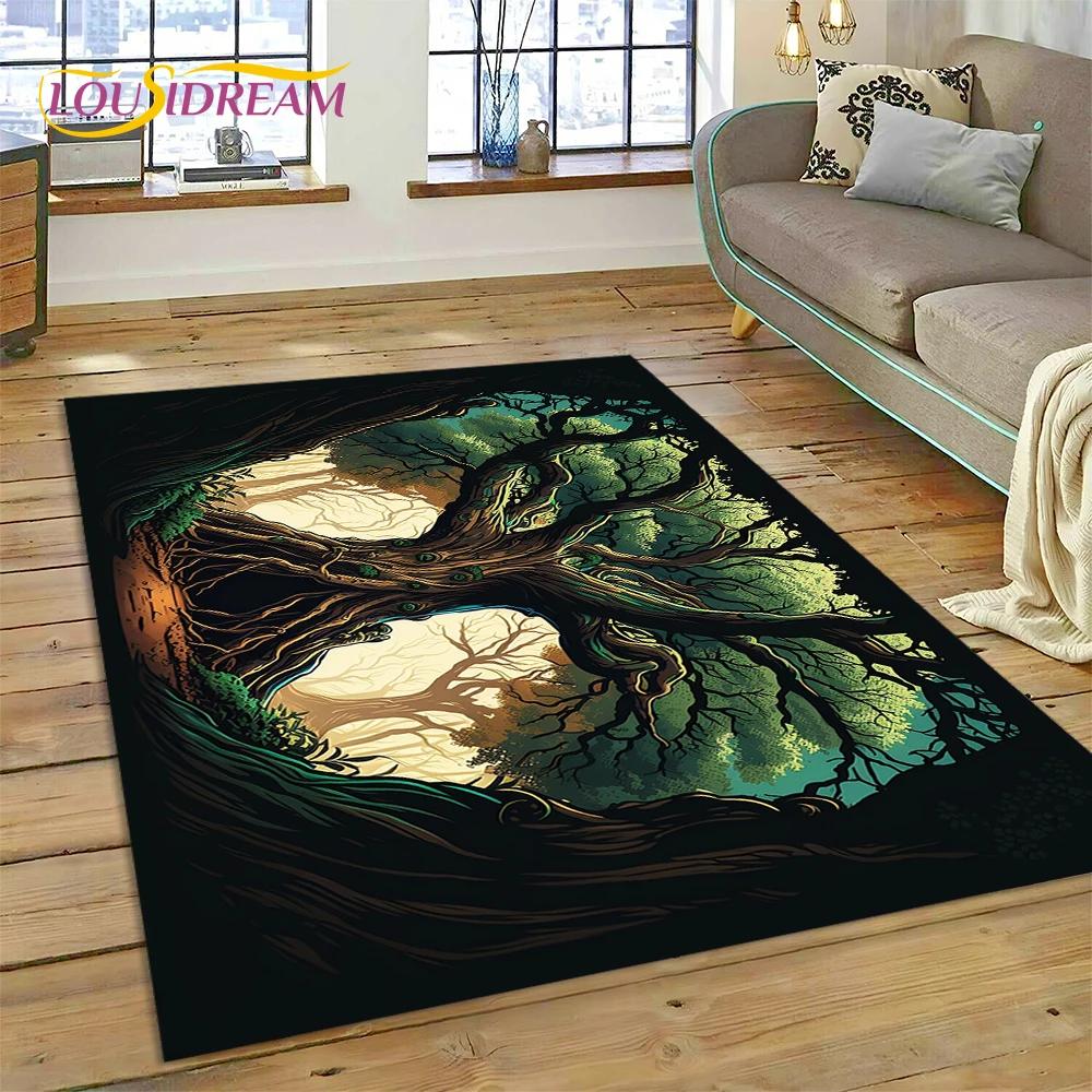 Tree of Life Nature Viking Yggdrasil Norse Carpet Rug for Bedroom Living Room Home Sofa Decoration,Child Large Decor Floor Mat