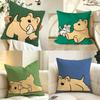 Art BBear On GGreen Background Cushion Cover Pillow Case Antidustmite Pillowcase Silky Short Plush Sofa Cushion Cover Hot