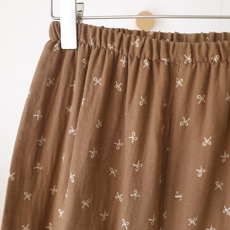 Women's Sweet Bow Pure Cotton Pajama Set - Long Sleeve, Loose Fit, Plus Size, Wearable Outdoors