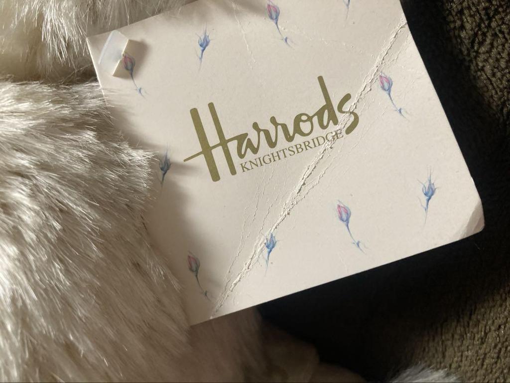 [USED] Harrods Teddy Bear White Vest with Rose Embroidery