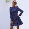 YYFS Women's Vintage Summer Spring Polka Dot Print Long Sleeve O-Neck High Waist Casual Dresses