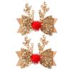 1/2/4PCS Girls Sequins Bowknot Hairpin Christmas Party Child Antler Hair Clip Kids Bling Hairpin Hairs Accessories Birthday Gift