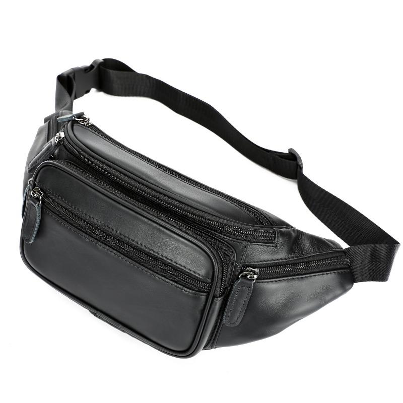Kuskinn Herreveske Mobiltelefon Midjeveske Ekte Lær Crossbody-veske Multifunksjonell Sportslig og Casual Crossbody Brystveske
