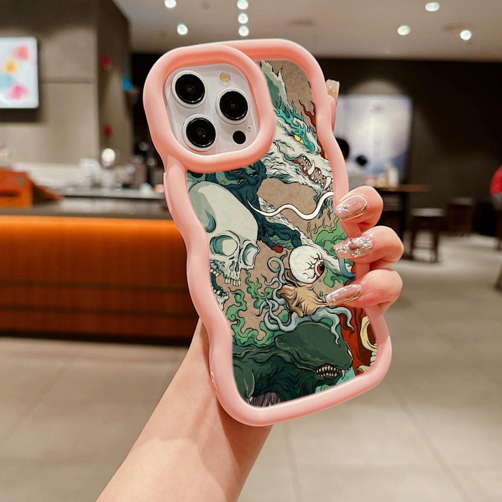 

Мягкий чехол для телефона Macaron Big Wave для iPhone 11 12 13 14 15 Samsung A13 A14 A15 A23 A24 A25 A54 A55 Xiaomi Redmi Note 13 12C, чехол A33 с дизайном дракона itel P55 4G(itel A70)