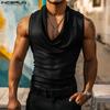 INCERUN Men Summer Low-Cut Swing Collar Sleeveless Thin Casual Tank Tops