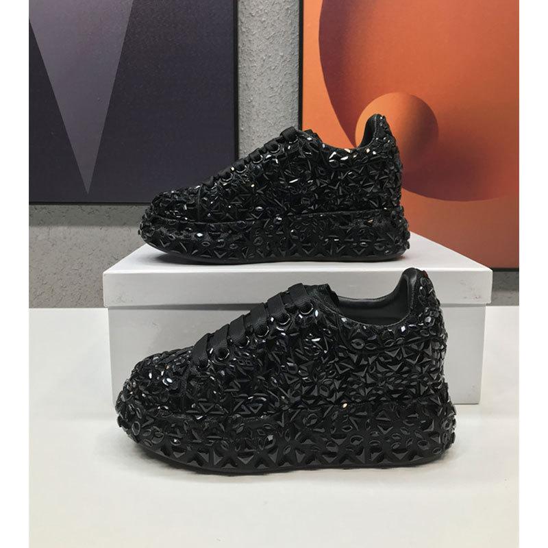 

Повседневная обувь с полными бриллиантами, весенняя новинка, туфли-маффины на толстой подошве со стразами, женская обувь с внутренней высотой 39 чёрный