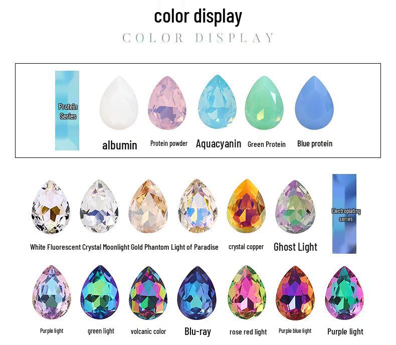 High-Grade K9 Teardrop Rhinestone DIY Jewelry Accessory - Silver-Plated Base with Irregular Crystal Glass Drill, Pointed Bottom