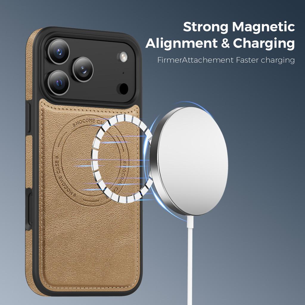 For iPhone 17 Pro Max Case Compatible with MagSafe Leather Back Phone Cover