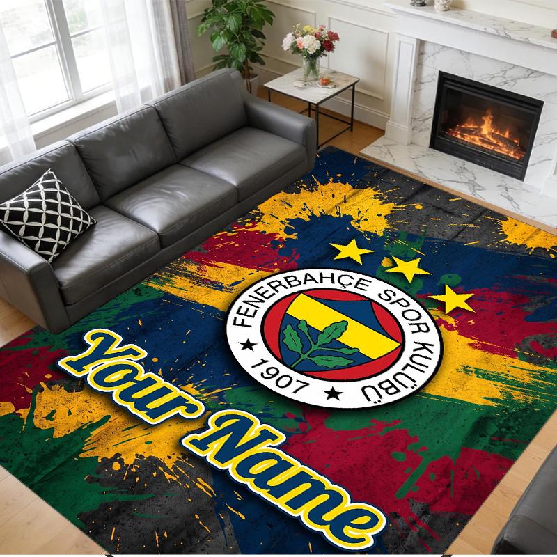 Crystal Velvet Rug Custom Name Text, Soft Non Slip Floor Mat Home DecorFenerbahçe FC