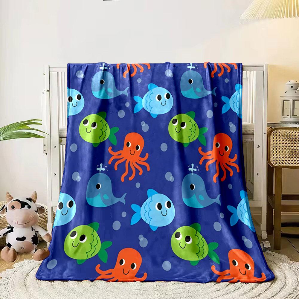Cute Sea Creatures Pattern print blanket soft and cozy perfect for the living room bed sofa or a nap,gift