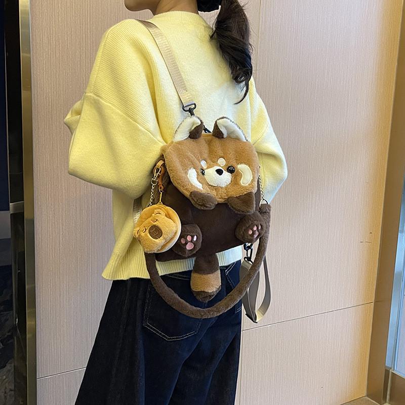 Cute Little Raccoon Cartoon Animal Doll Plush Backpack For School Travel And