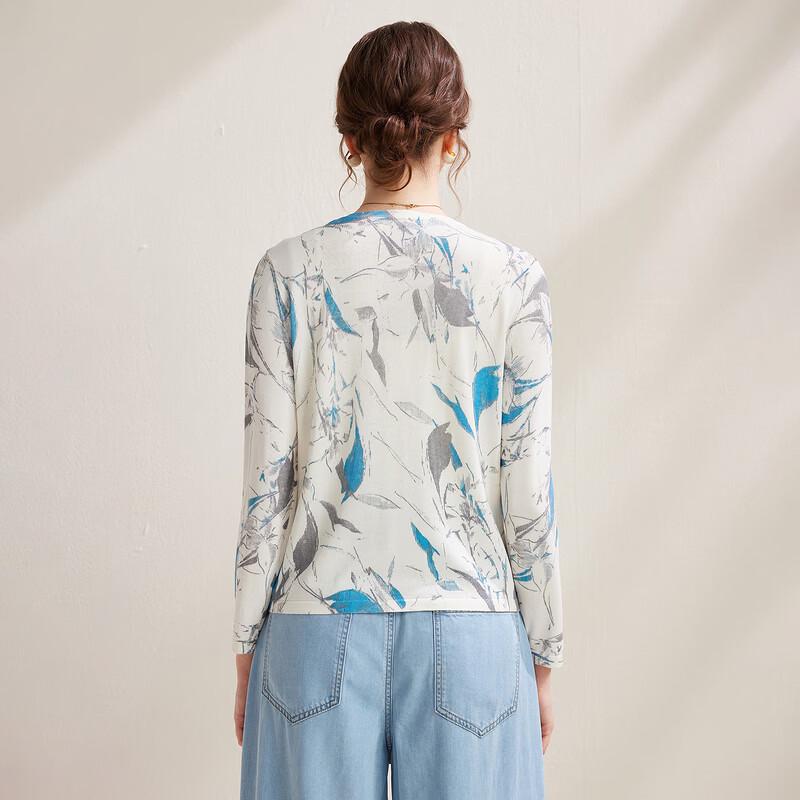 Zhaojun Mulberry Silk Printed Knit Cardigan