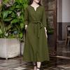 ZANZEA Women Casual V-Neck Solid Color Loose Long Sleeve Dress
