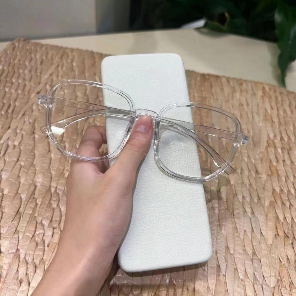 Large Frame Polygonal Blue Light Blocking Glasses with Clear Lenses for Trendy Students