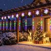 Romantic Twinkling Hanging Decor Lamp Icicle and Snowflake Shapes Xmas String Lights Balcony