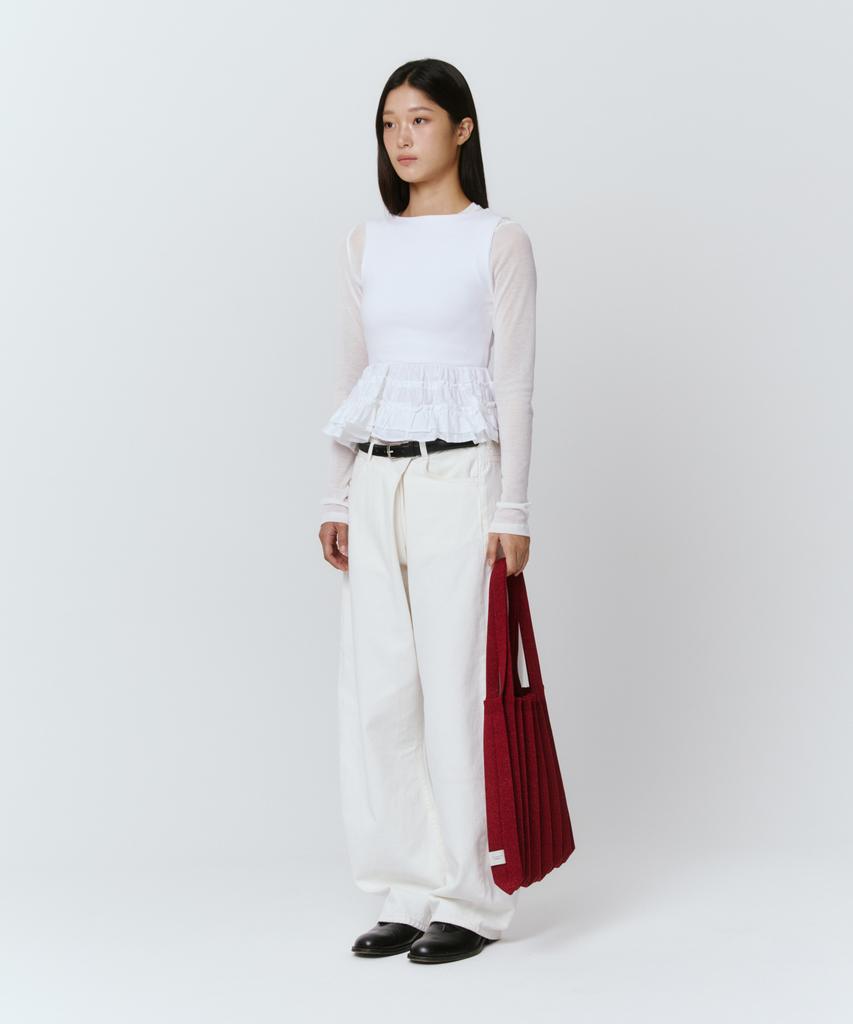 Pleatsmama New Shoulder Bag Glitter Burgundy
