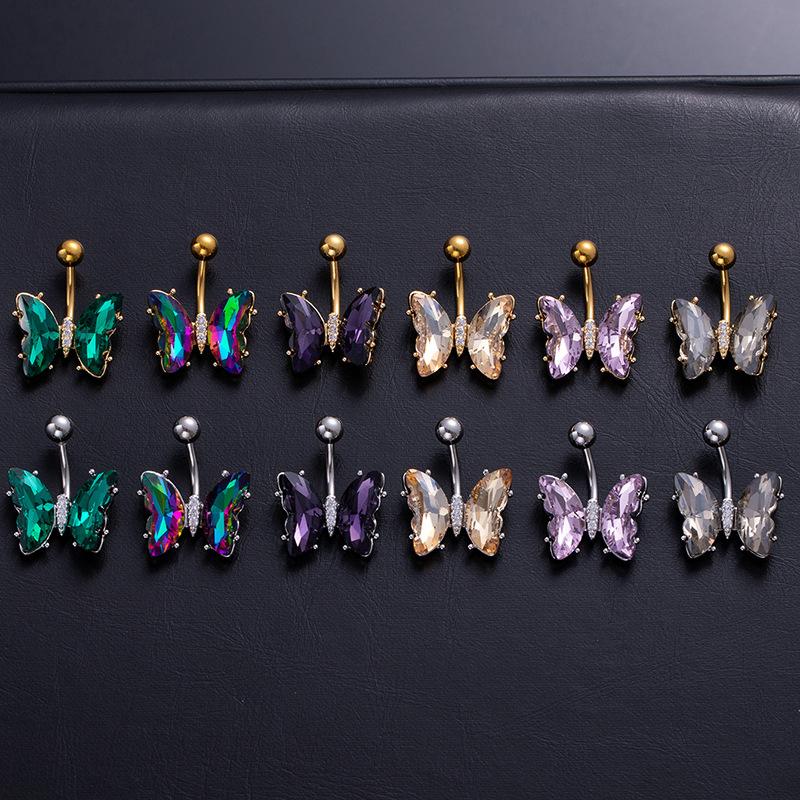 Stainless Steel Butterfly Belly Button Ring Navel Piercing Ring For Women Girls Sexy Belly Piercing Ring Body Jewelry