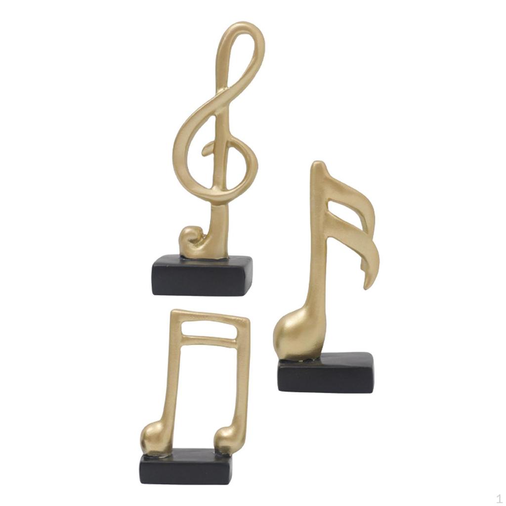 3 Pcs Modern Musical Notes Statues Sculpture Symbol Crafts Resin Figurine Music