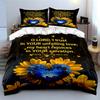 Sunflower Heart Bedding Set with Psalm Text Bedding Set (1 Duvet Cover, 2 Pillowcases, Duvet Not Included)