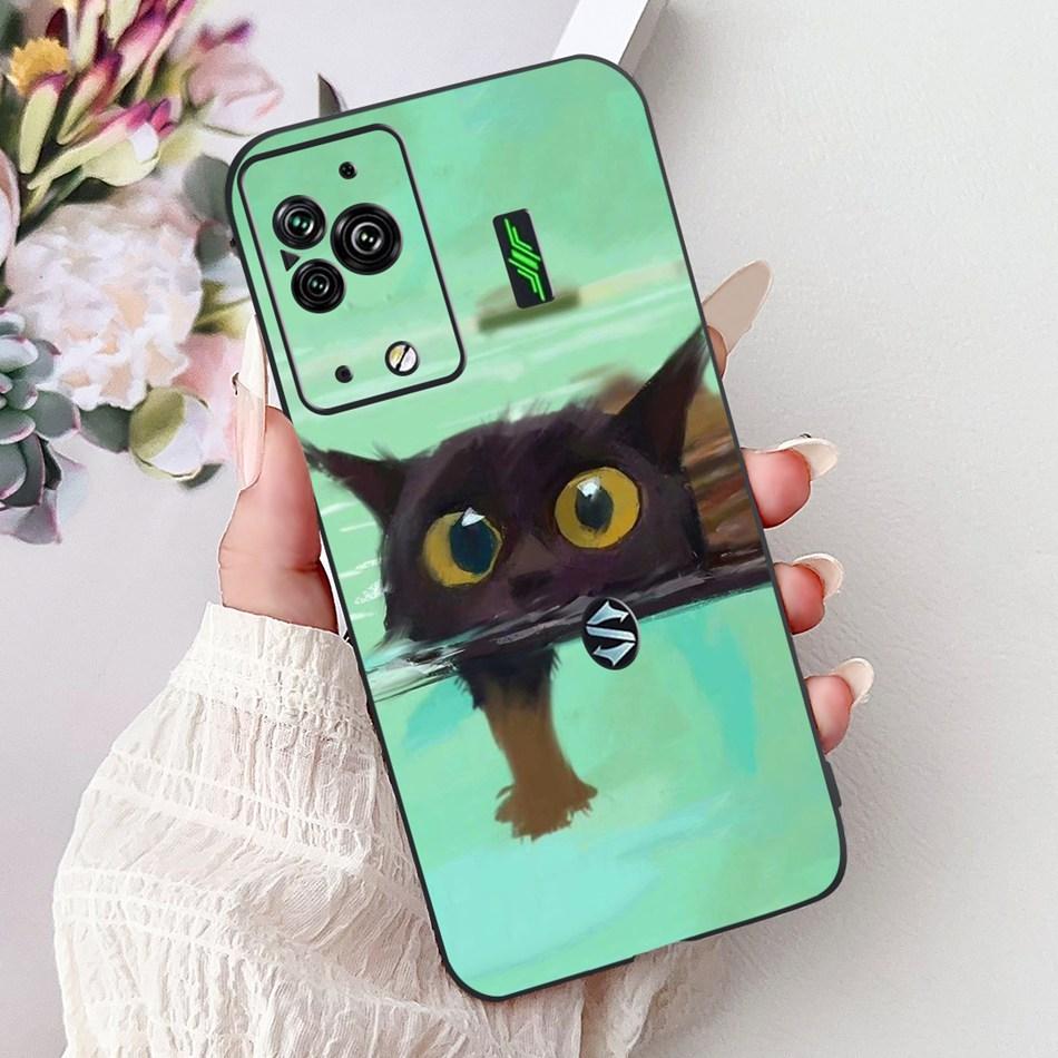 Per Xiaomi Black Shark 5 Pro Shark5 Custodia per Telefono Black Shark 5 5Pro Elegante Floreale Gatto Dipinto Morbido Silicone TPU Custodie