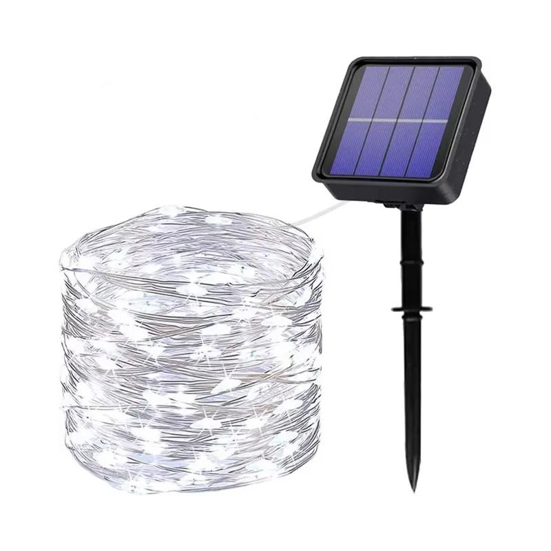 Guirlandes Lumineuses Solaires Féériques avec 50–300 LED – Étanches 5–30M Fil de Cuivre Guirlandes Clignotantes avec 8 Modes pour Clôture de Jardin Noël Décoration Extérieure