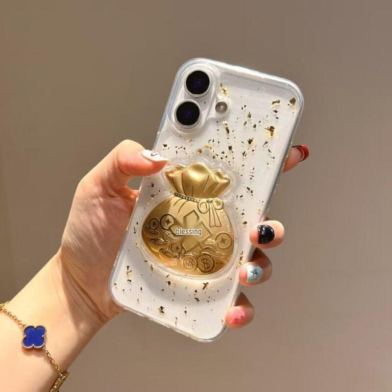 Langling Gold Foil Lucky Bag Transparent Anti-Fall iPhone Case