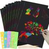 50pcs 18.5cm Scratch Painting Set with 4pcs Painting Template Ruler Imaginative DIY Painting Art Kits School Office Supplies