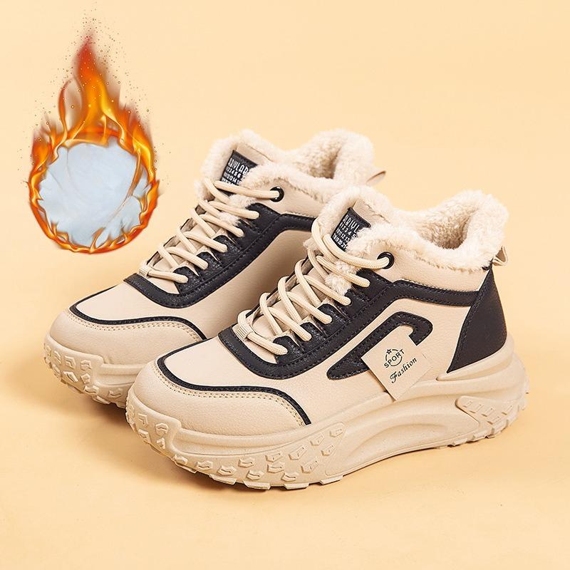 

Флісові Теплі Зимові Чоботи, Високі Водонепроникні Жіночі Бавовняні Черевики, Спортивні Кросівки на Товстій Підошві 40 хакі/чорний