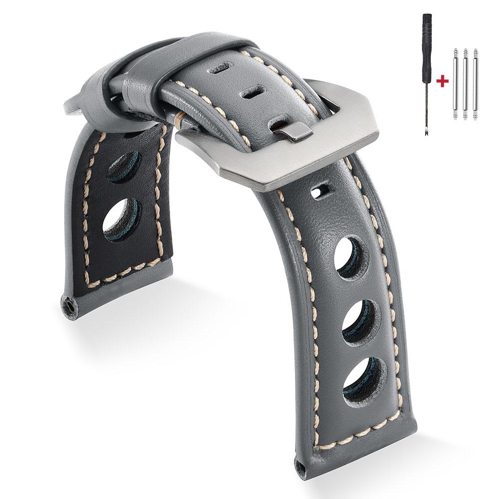 Vintage Cowhide Watch Strap Bracelet Breathable Genuine Leather 20mm 22mm 24mm 26mm Watchband Men's Watch Band with Pin Buckle