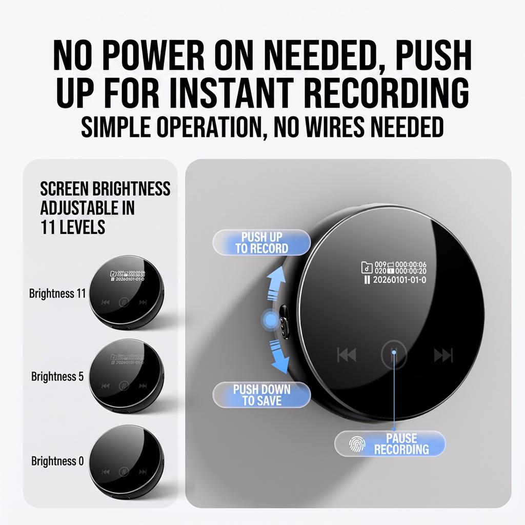 Mini Magnetic Voice Recorder 1536kbps HD Noise Reduction 38H Continuous Recording Strong Magnet 27g Student Classroom Meeting 64 6