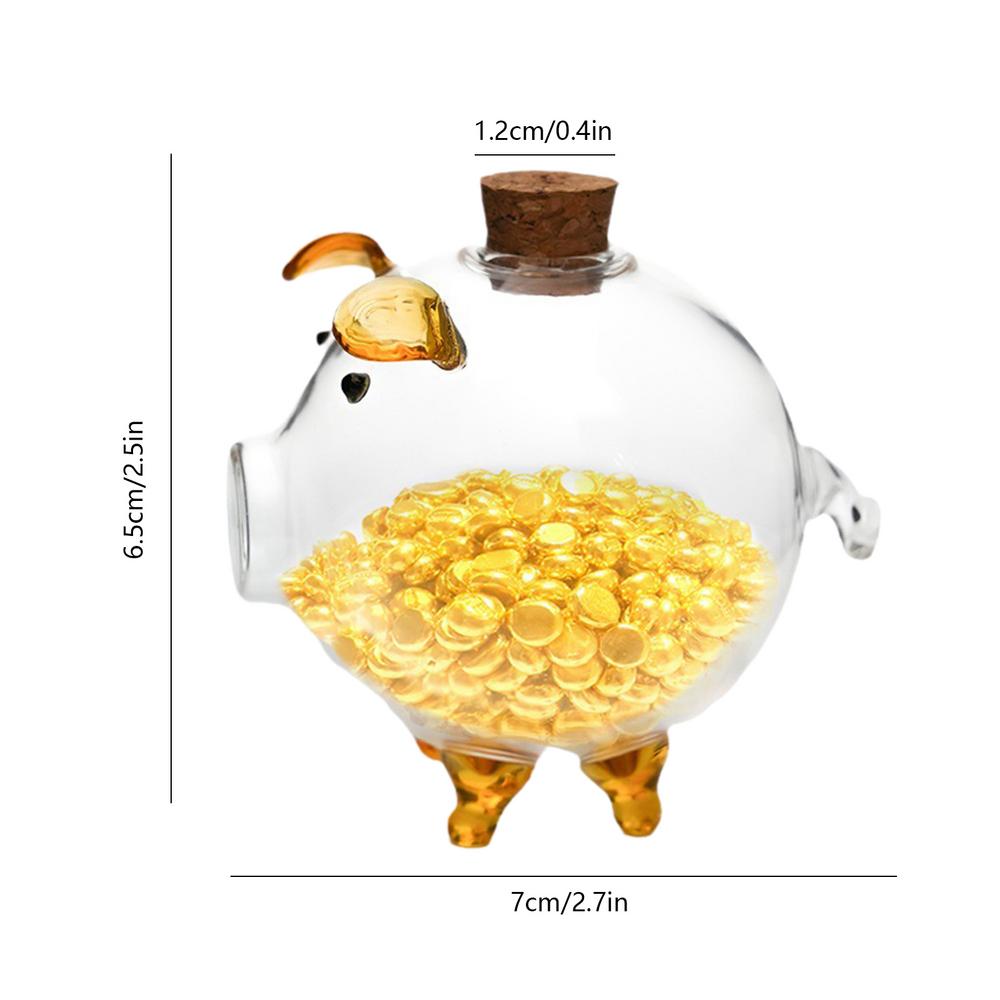 Mini Sparschwein Geldglas Goldene Bohnen Box Klares Glas Sparschwein Form Bank Tragbare Spardose Behälter Box Transparentes Sparschwein Geschenk