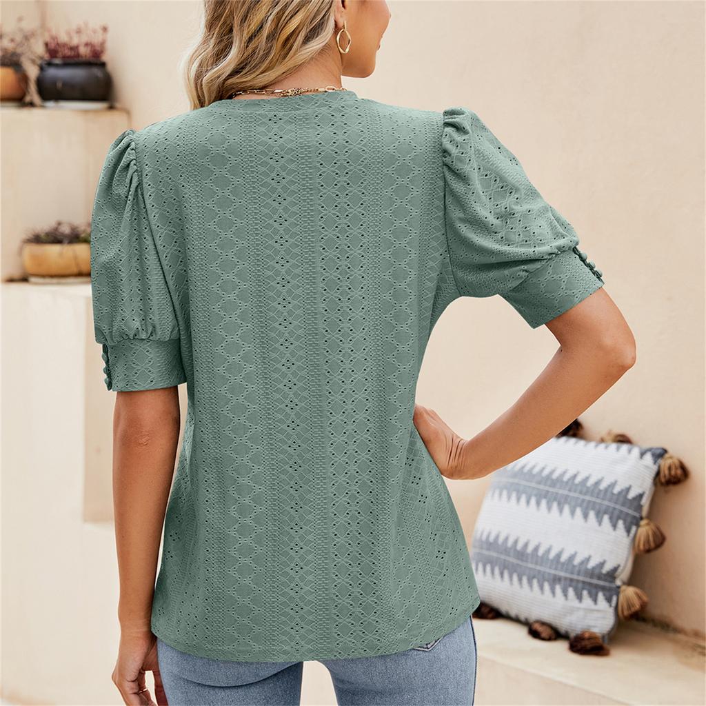 Women's T-Shirts Round Neck Short Sleeves Women's Short Sleeve Tops Dressy Casual Summer Color Fashion Shirts Tunic
