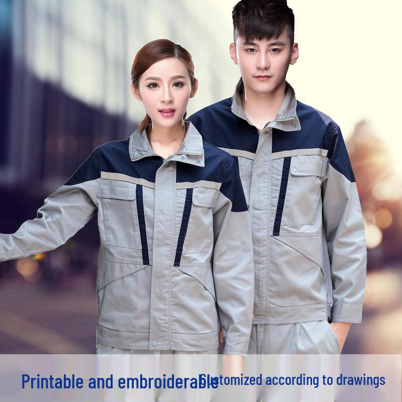 Color Block Men's Mechanic Work Overalls: Long Sleeve, Dirt Resistant Workshop Uniform