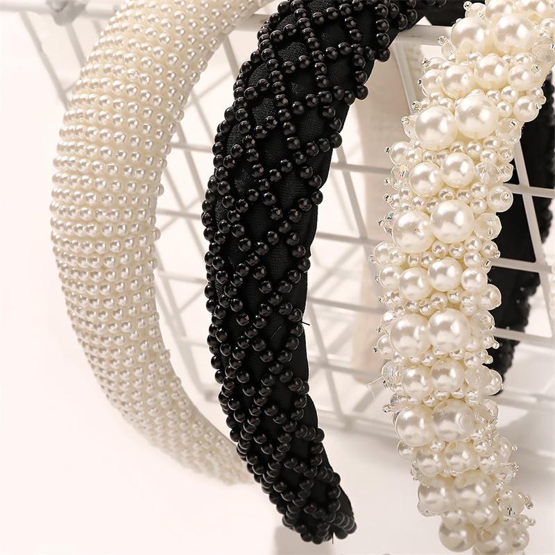 Luxuriöse Perlen Breite Stirnbänder für Frauen Mädchen Kopfschmuck Mode Stirnbänder Weibliche Haarbänder Kopfreifen Haaraccessoires