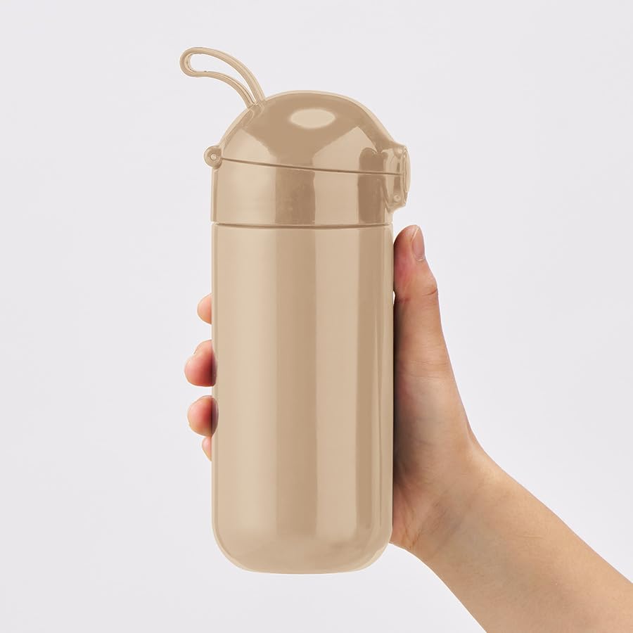 Trade Works One-Touch Thermos Stainless Steel Bottle, Vacuum Insulated, Keeps Drinks Cold and Hot, Smoke Blue, 420ml, Malutto (TS-1842-041)