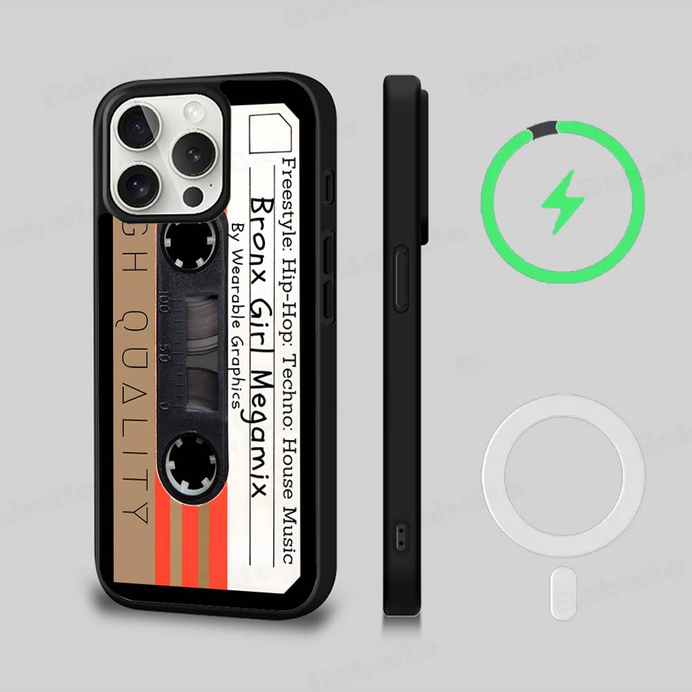 Magnetic Radio Tape Cassette For Magsafe Magnetic Wireless For IPhone 17 Pro Max 15 Plus 14 13 12 11 16 Pro Phone Case