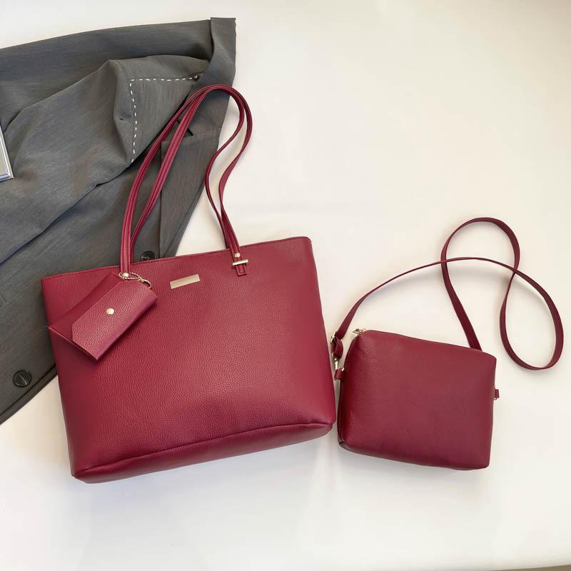 Borsa Tote Minimalista Stile Coreano Donna Grande Capacità Borsa a Secchiello Ecopelle Borsa a Spalla da Pendolare