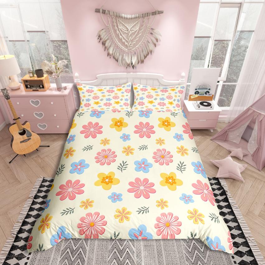 Comforter Homewish Retro Rustic Flower Chic Butterfly Comforter Setpink Red White Bed Set For Girls