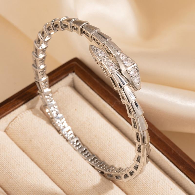 High version head and tail drill snake bone spring bracelet women's spring open bracelet 18K gold bracelet