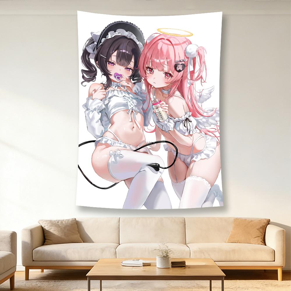 HD 2D Anime Girl Cosplay Theme Tapestry Wall Hanging for Room Bedroom Dorm Decor Flat Print Perfect Birthday Gift for Friends