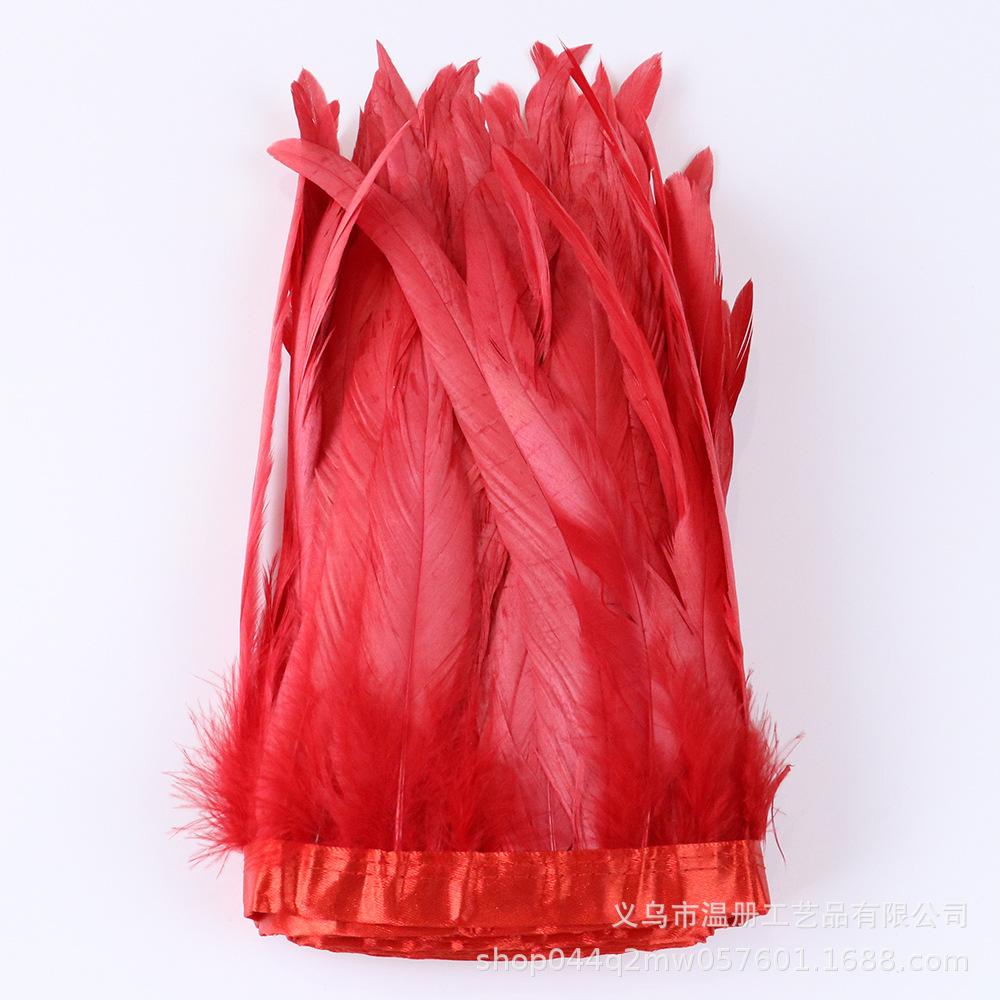 25-30Cm Dyeing Purple Tail Cloth Edge Clothing Accessories Pendant Handicraft Material Chicken Feather Cloth Belt Diy
