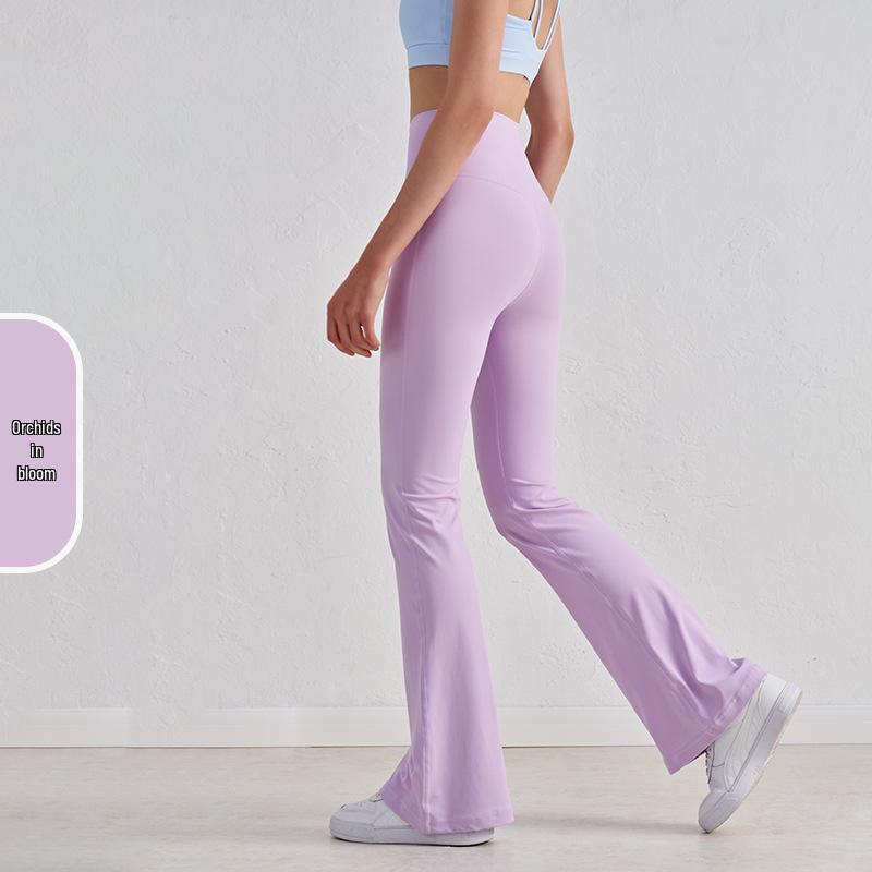 

Брюки клеш для йоги из лайкры с высокой посадкой - Женская одежда для фитнеса с эффектом подтяжки бедер, ощущение обнаженности Size-Free