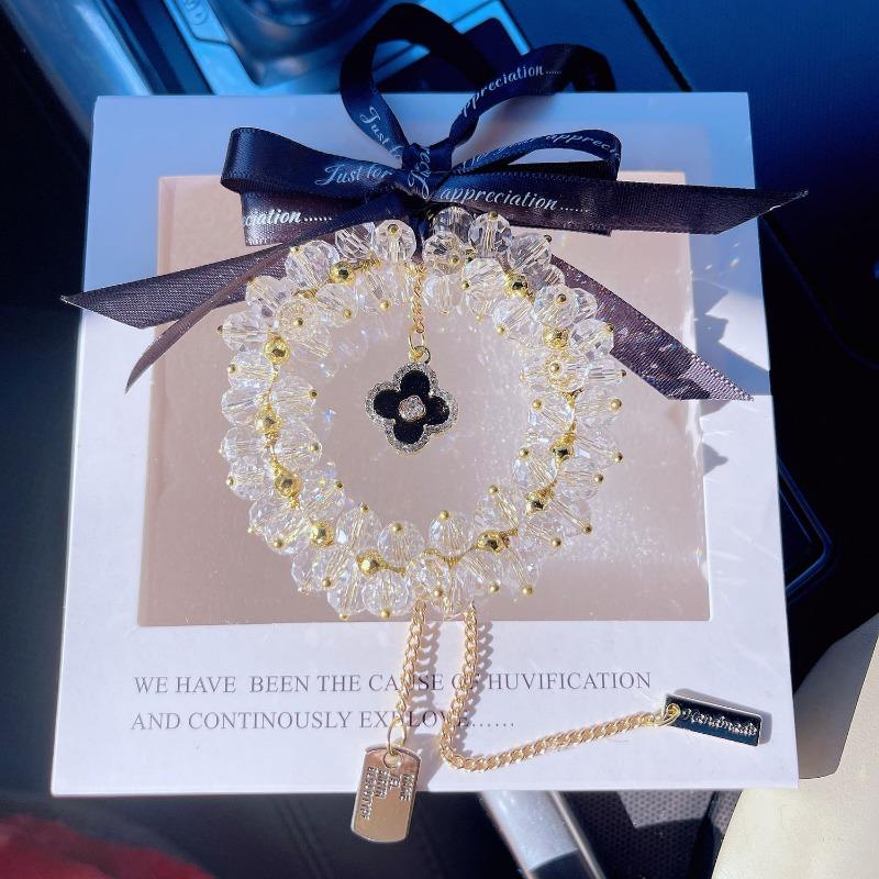 Women S Four Leaf Clover Rhinestone Crystal Car Pendant Interior Decoration