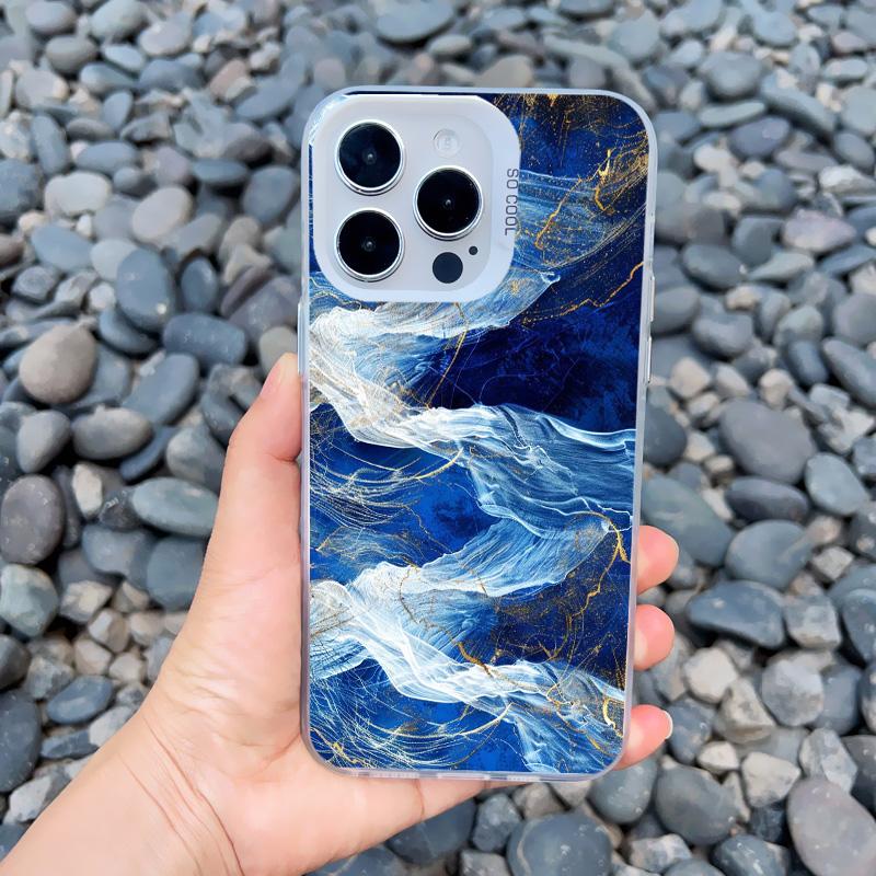 Ocean Waves Sea Water Creative Phone Case For iPhone Case 16 15 14 Pro Max Plus 13 Mini 12 11 Pro Max Shockproof Laser Covers