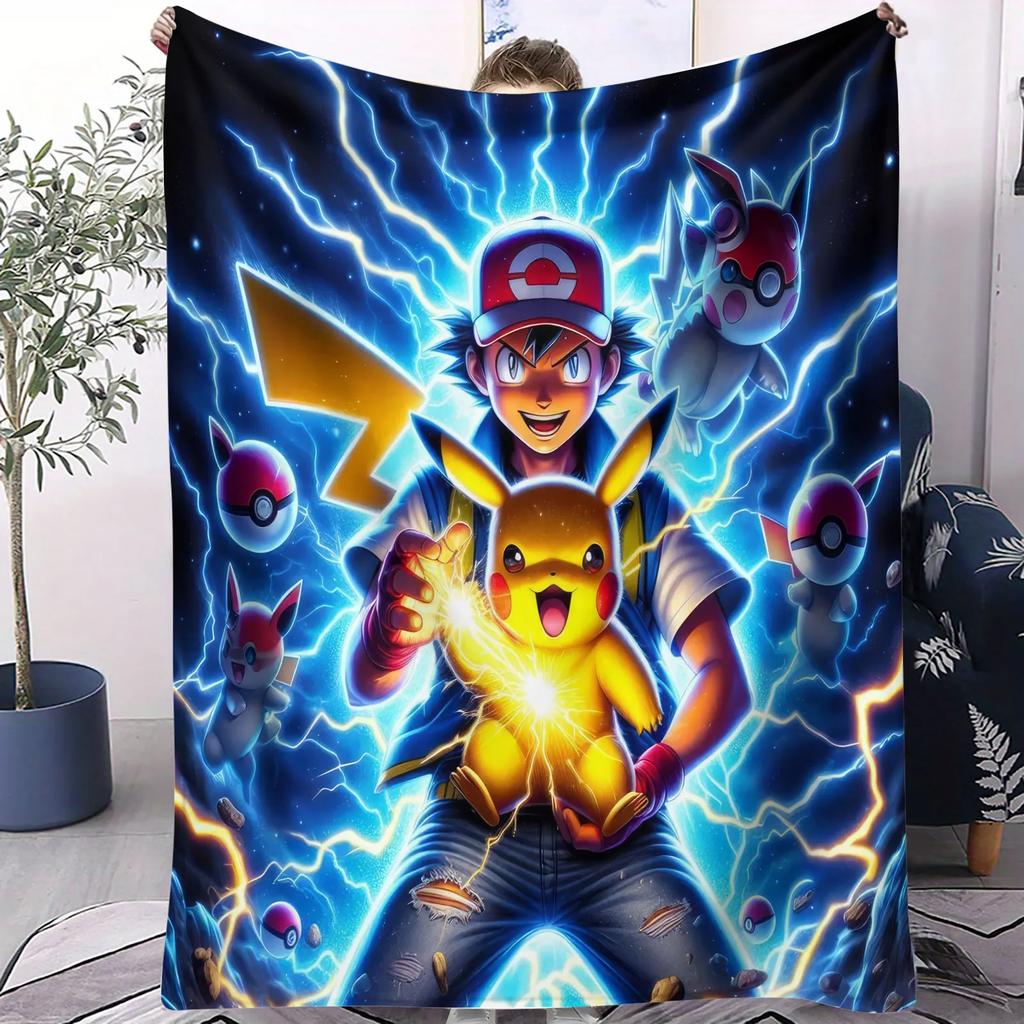 Pokémon Squirtle Water Flannel Blanket Soft Warm Plush Throw For Home Decor Sofa Bed Cover Travel Camping Shawl Anime Fans Gift
