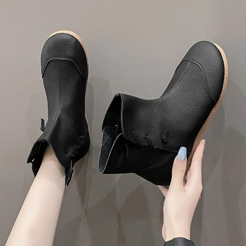 

Модные женские ботинки, короткие ботинки с плоской подошвой, осенние, новые, мягкая подошва, ретро, индивидуальность, простые, удобные, противоскользящие, трендовые, модные ботинки 42 чёрный