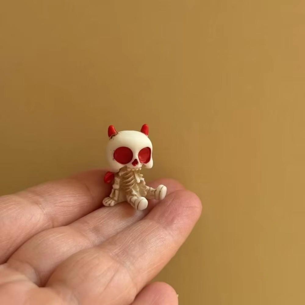 8 Pcs/Set Pumpkin Ghost Skull Design Halloween Figurines Miniature Resin Craft  Halloween Party