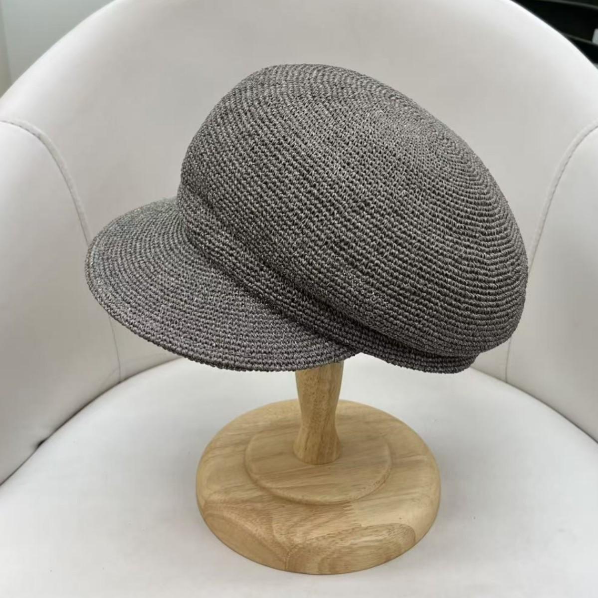 

Day single extra fine silk grass newsboy hat women s light luxury spring and summer retro peaked hat tide shows small face Adjustable (55-58cm) серый